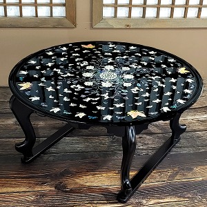 화접무 호족반 자개소반(원형 50cm 블랙) 나전칠기 자개상 찻상 다과상 밥상 테이블
