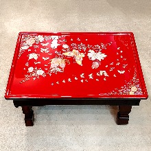 꽃나비 자개소반(사각 45cm 레드 _ 접이식) 나전칠기 자개상 찻상 다과상 밥상 테이블